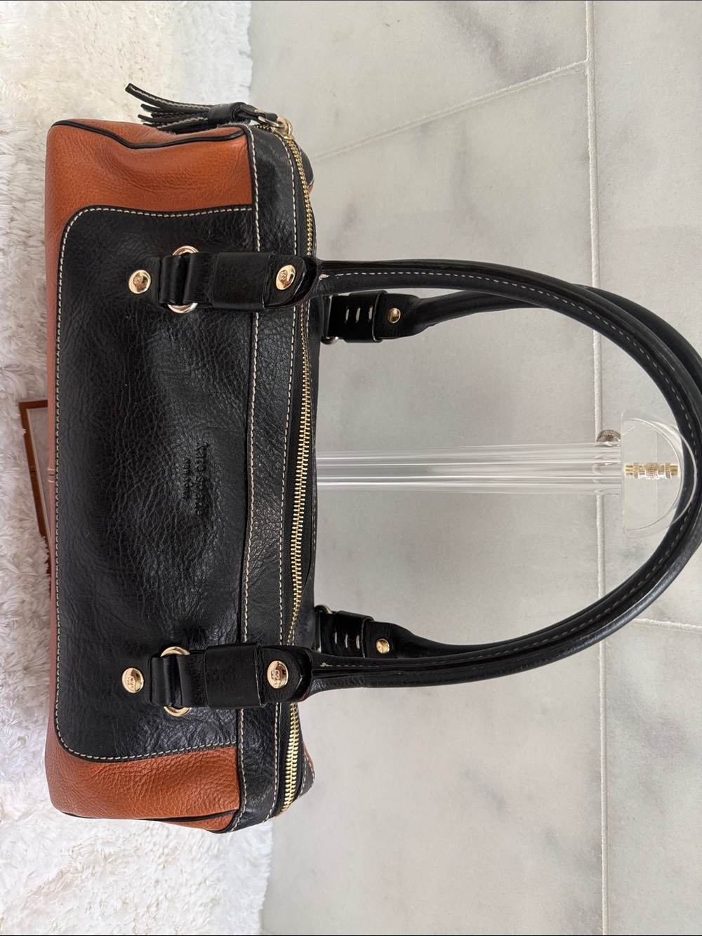 kate spade Two-Tone Leather Satchel - Black & Brown